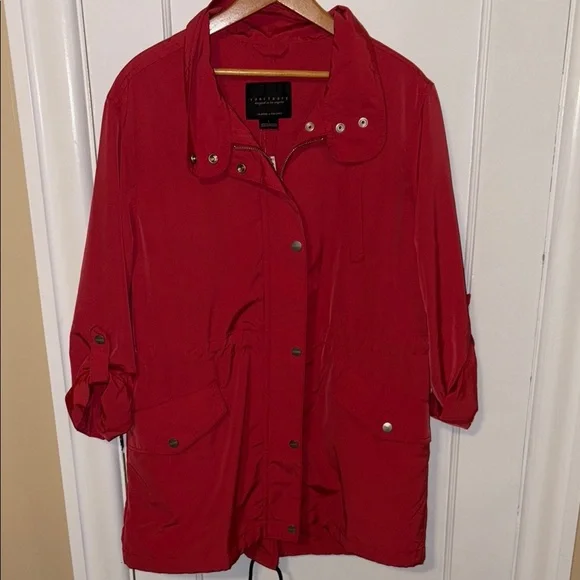 NWT Red Utility Jacket with Relaxed Fit and Collared Neckline - Picture 3 of 4
